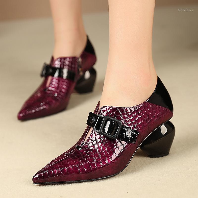 

INS Women pumps Embossed microfiber leather shoes plus size Shaped heel buckle Europe and Americaladies shoes womens1, Black