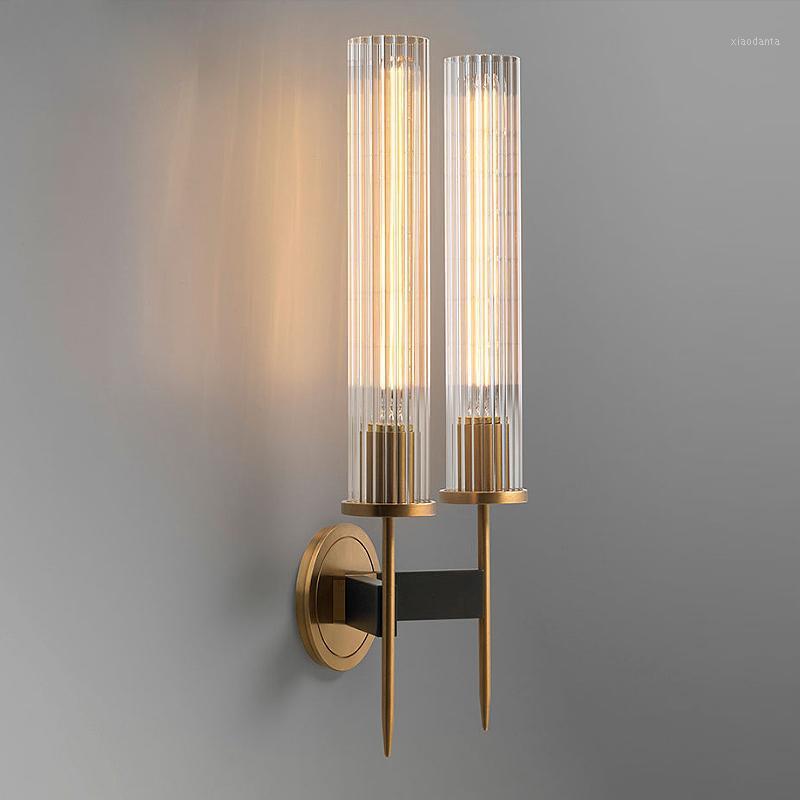 

Copper wall light post-modern light luxury living room study bedroom simple Nordic pattern villa wall lamp1