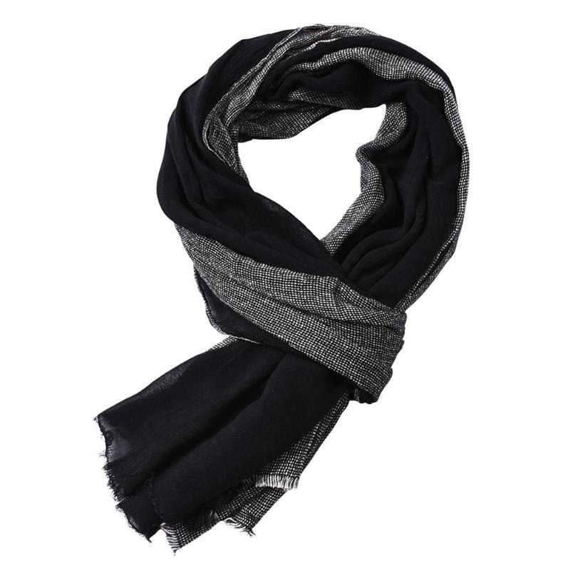 

Cotton Linen Men Scarf Tassel Patchwork Men's Winter Scarves Casual Male Accessories Shawl Bufanda Black Navy