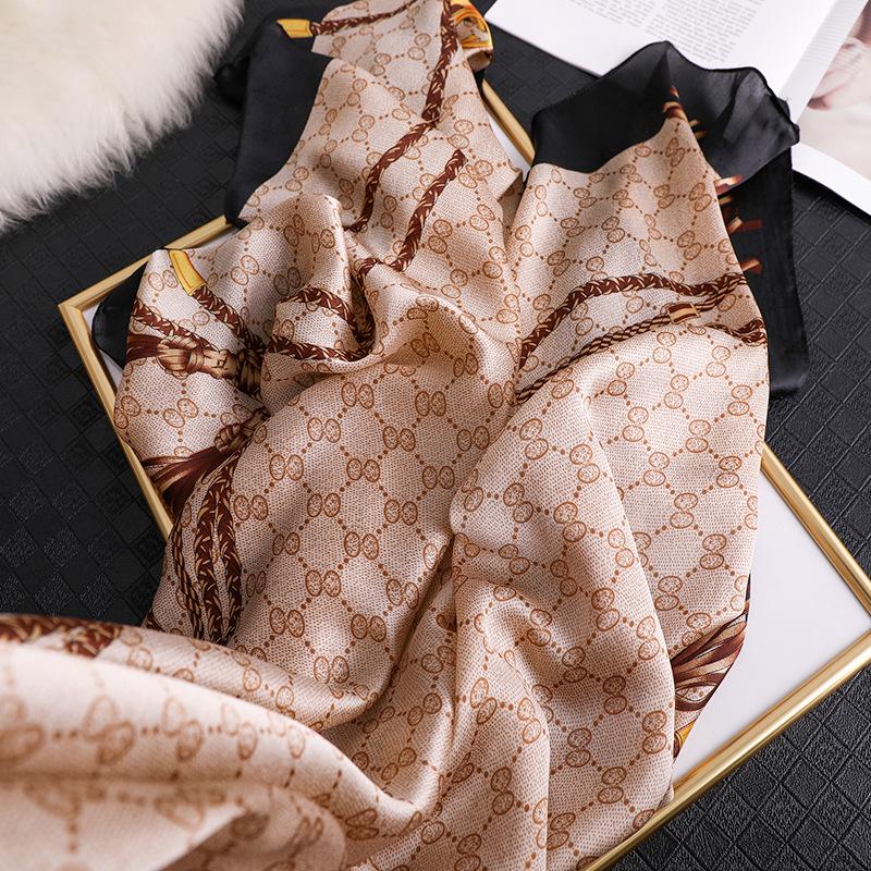 

2020 Luxury Silk Scarf for Women Designer Print Foulard Hijab Shawls Lady Wraps Beach Stole Spring Bandana Scarves