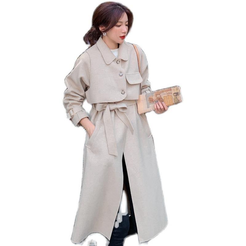 

Autumn and winter new fashion sweet double-sided woolen woolen coat British style is thin and temperament coat women trend, Green