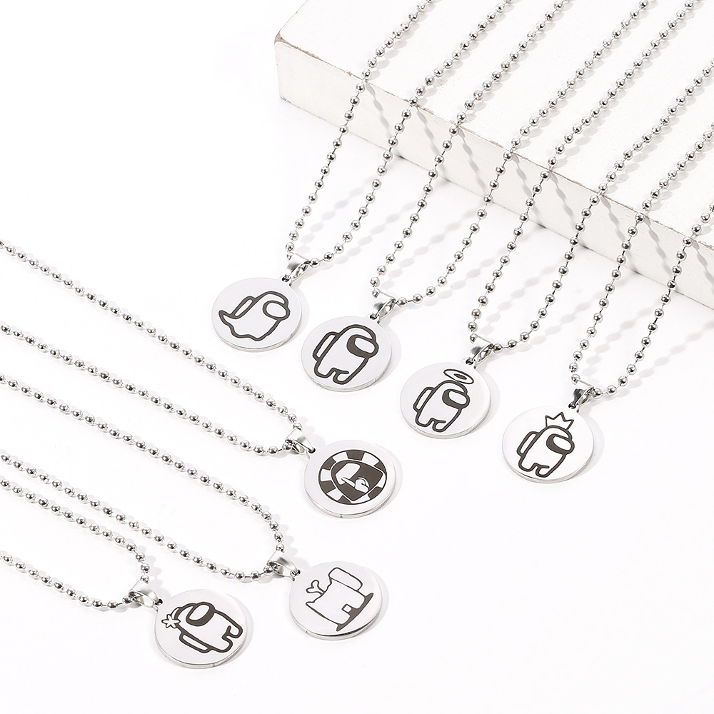 

Among Us Hot Game Chase Necklace Peripherals Toys Stainless Steel Keychain Pendant Xmas Gift For Couple Kid