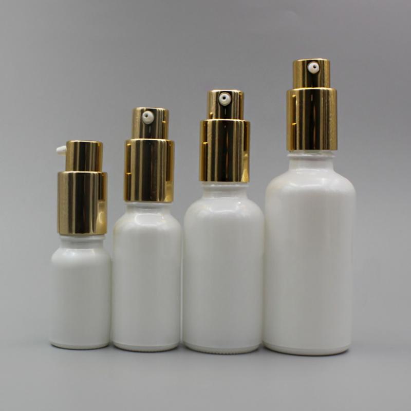 

Pearl White Oval Lotion Bottle Empty 20ml with Gold/Silver/Black Pump Cap Wholesale