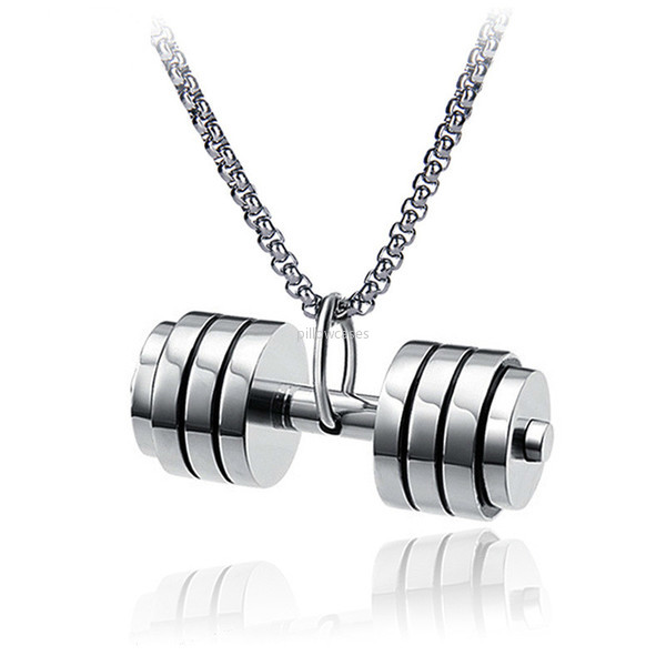

Dumbbell Necklace Gym Sport stainless steel chain dumbbell pendant necklace for women men fashion jewelry will and sandy gift