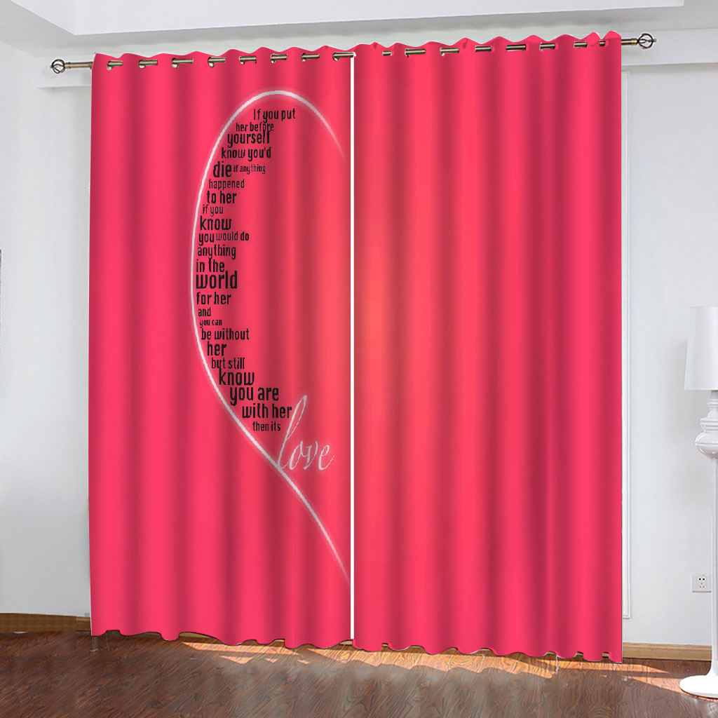 

Custom pink heart curtains wedding curtain 3D Window Curtains For Living Room Bedroom Customized size