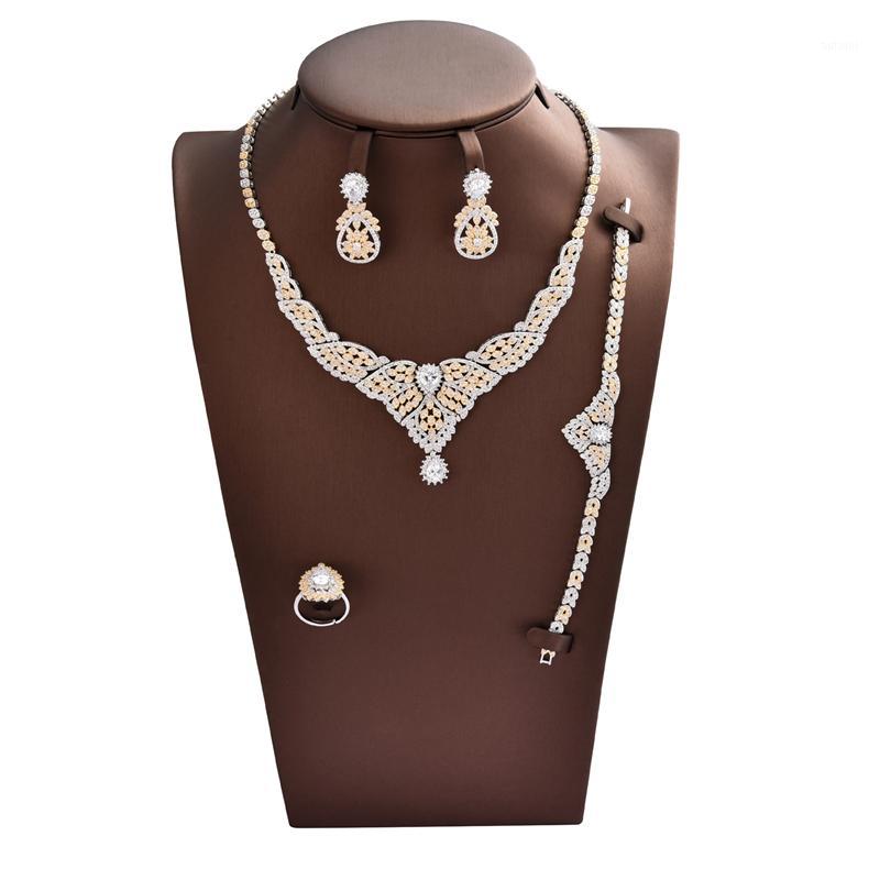 

Fashion Cubic Zirconia Elegant Retro Double Color Four Item Set,Wedding/Party/dinner Jewelry for Women's Accessaries SD0611, As pic