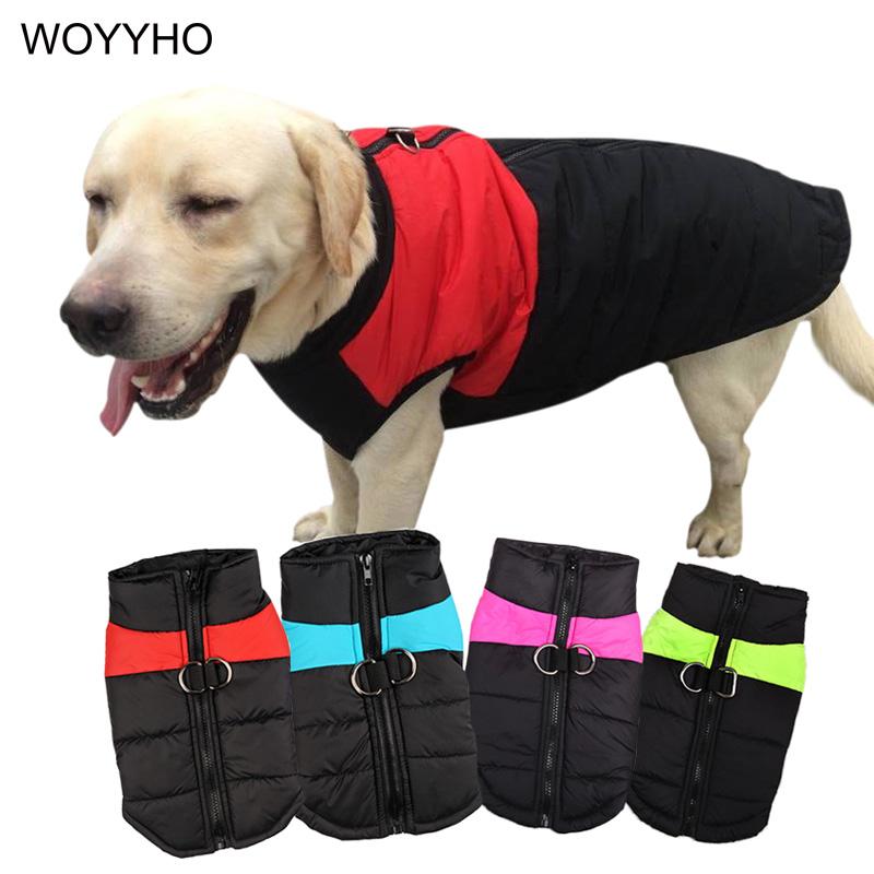 

5XL Winter Dog Clothes Waterproof Warm Zip-up Pet Padded Vest Jacket Coat Dogs Outfit Ropa Para Perros 4Colors, Green