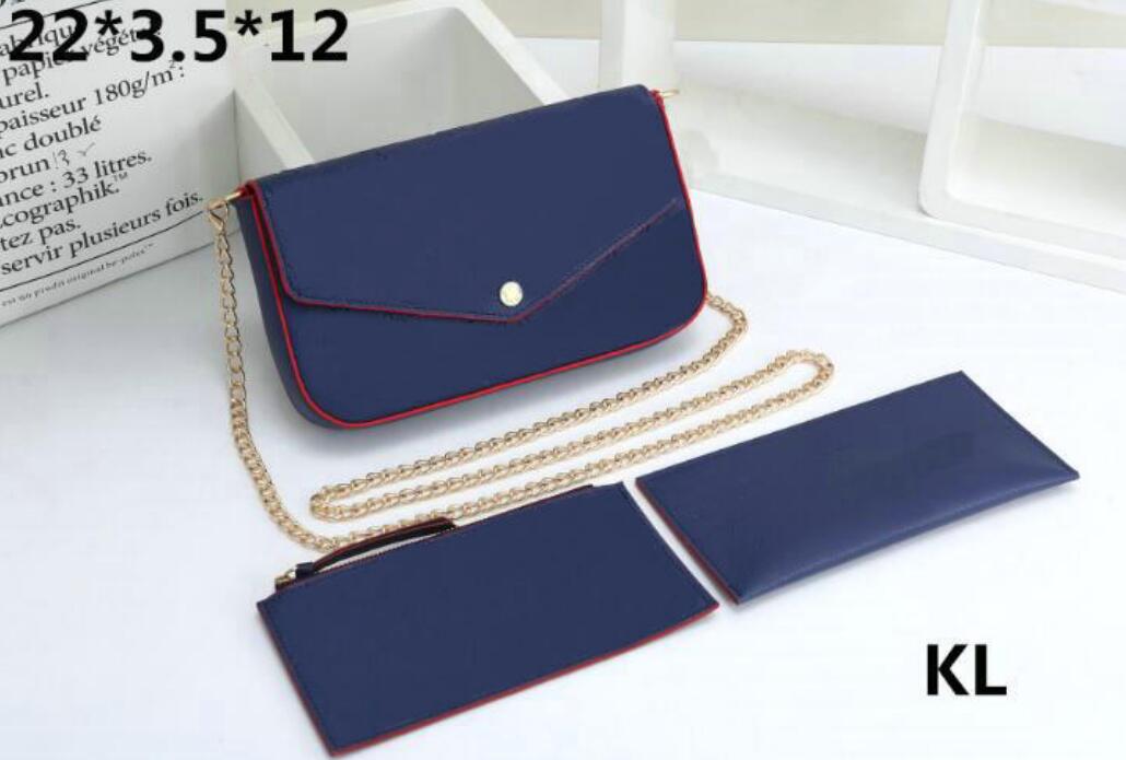 

2021 New 3pcs/set Embossing embossing Pochette Felicie Shoulder bag purse clutch handbags Card package No0012, Red