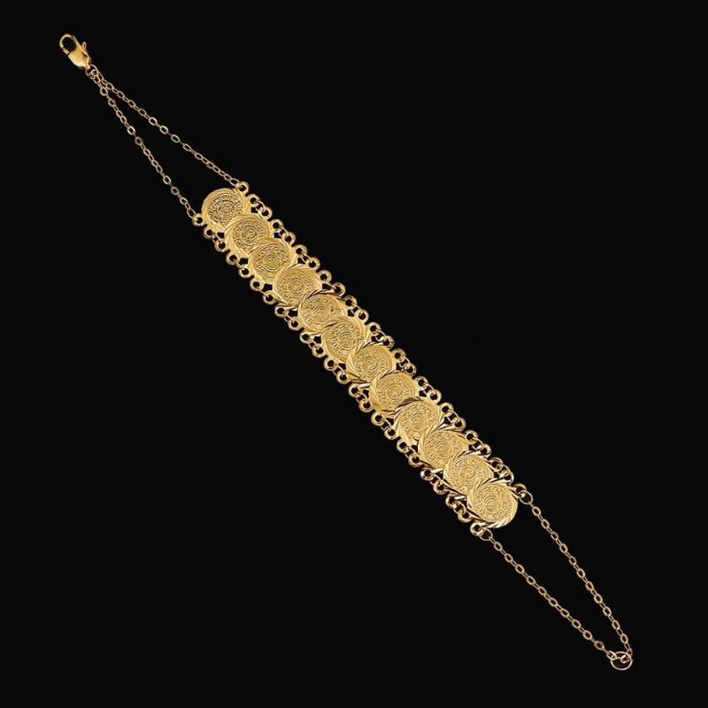 

Fashion Small Coin Jewelry Girl Bracelet Gold Color Arab Metal Coins Women Jewelry