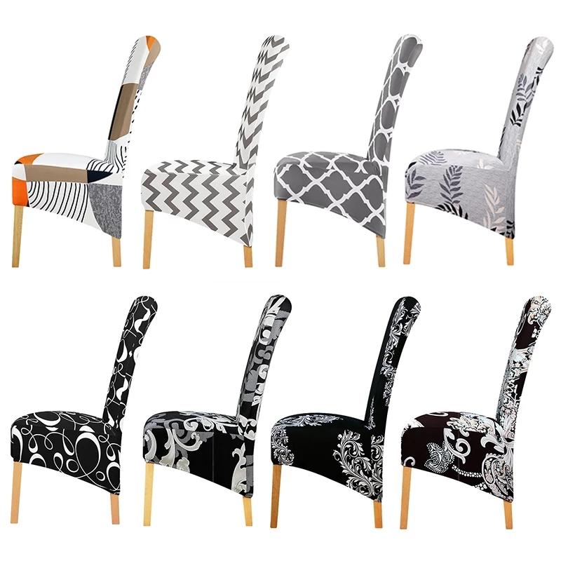 

New Polyester Fabric Long Back Chair Cover Europe Style Dining Seat Chair Slipcovers Case Protector For Hotel Banquet Home