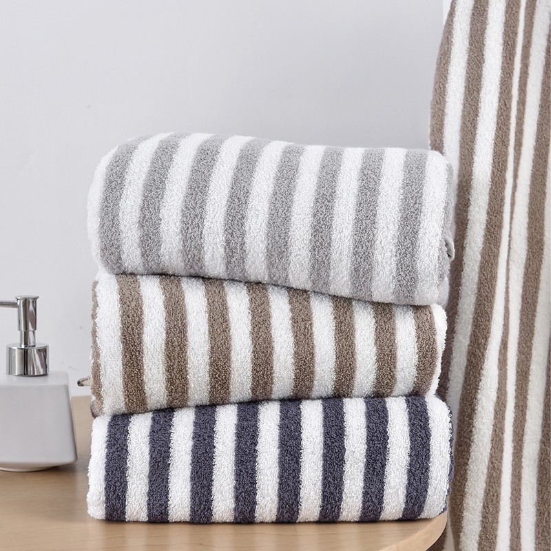 

Beroyal 100% Cotton Terry Beach Towels Super Absorbent Bath Towel for Adults Large Bathroom Body Spa Sports Stripe 140x70cm Y200429, Black