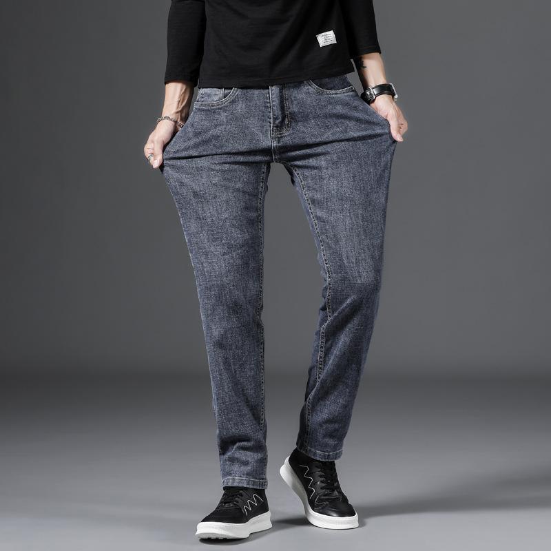 

Spring New Men's Pants Slim Straight Stretch Intimate Jeans Outdoor Hiking Climbing Camping Students Male Trousers, Light blue
