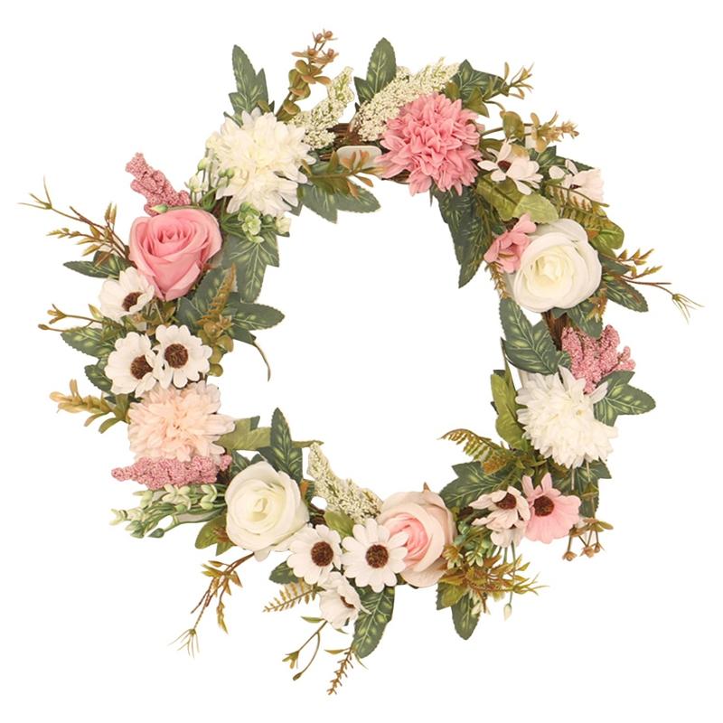 

Begonia Rose Flower Wreath Door Wreath for Home Front Door Hanging Wedding Wall Party Window Decoration, Multi