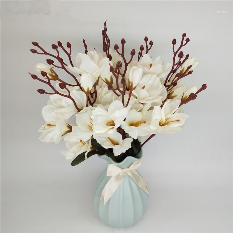 

Simulation Silk Magnolia Orchid Flower Artificial Flowers For Home Party Wedding Bouquet Simple Style Big Size Orchid JH761, White