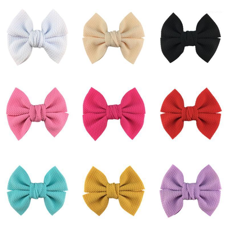 

20pcs/lot New 4.5'' Seersucker Waffle Fabric Hair Bow with clip for Girls Soft Solid Hair Accessories Bow Knot Boutique1, Golden