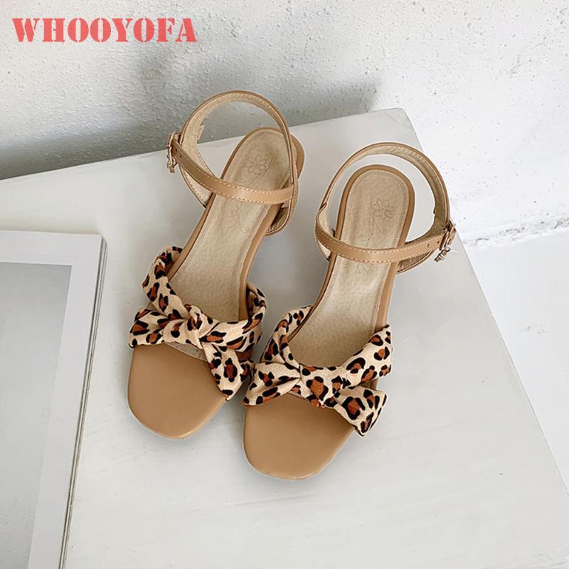 

Summer Brand New Satin Black Leopard Women Sandals Chunky Heels Lady Slingback Shoes WB927 Plus Big Small Size 11 32 43 461
