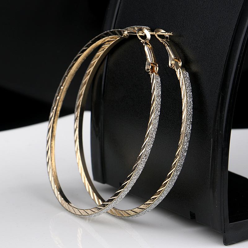 

Textured 6cm big gold color hoop earrings earing for woman matte