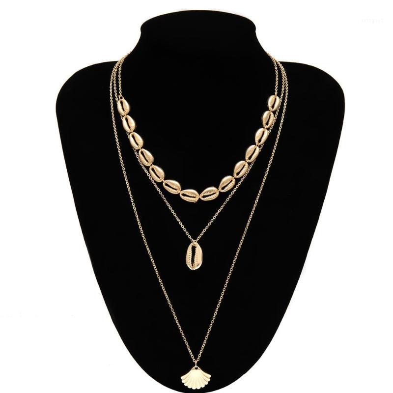 

Chains Women Fashion Scallop Pendant Necklace Individual Alloy Multilayer Shell Simple Jewelry1