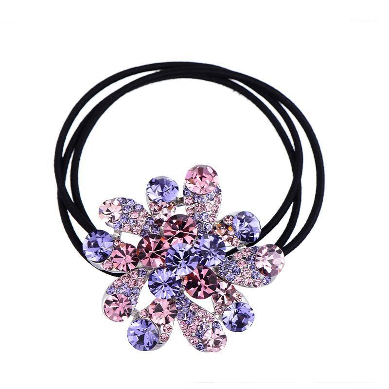 

Hair Accessories Women Fashion Style Flower Rhinestone Bands Elastic Rope 3 Colors For Girls Clips & Barrettes, Golden;silver