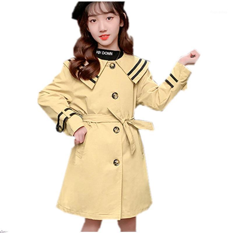 

2020 Baby Girls Windbreakers Spring New England Style Long Sleeve Cotton Khaki Kids Outerwears Casual Teens Girls Coats 4-14Yrs1
