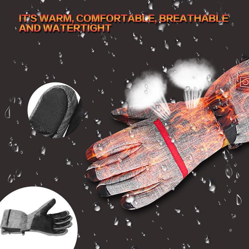 

Electric Heating Gloves Rechargeable Waterproof Winter Thickened Warm Gloves Ski Fleecy Riding Skid-Proof Mittens #ND, As showm