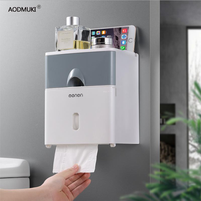 

Toilet Paper Shelf Holders Waterproof Tissue Box Wall Mounted Storage Box Portable for Bathroom Accessories salle de bain