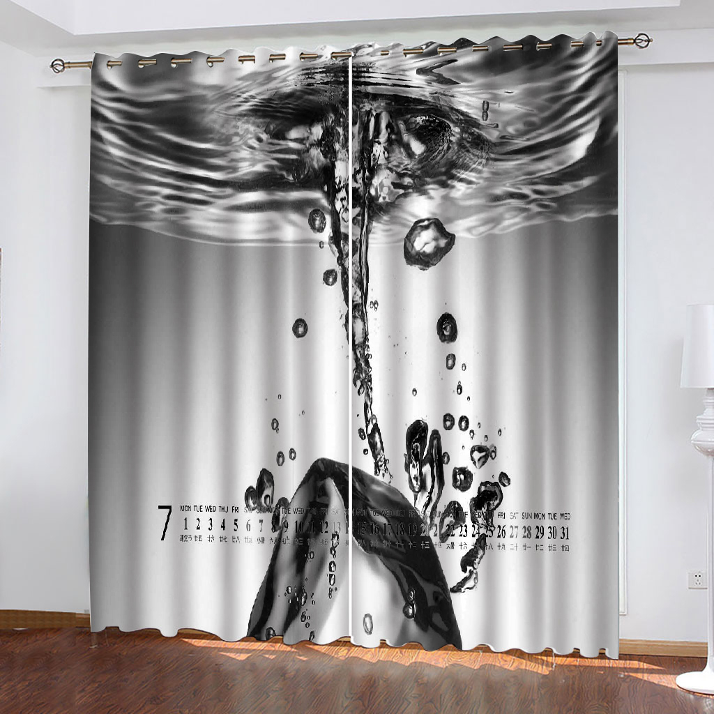 

Morden grey water curtains 3D Window Curtains For Living Room Bedroom Customized size