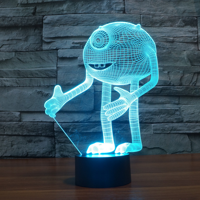 

2021 New Novelty 3d Led Night One Eye Monster Shape with Romantic Atmosphere Lamp Color Changing Nightlight 3eo5