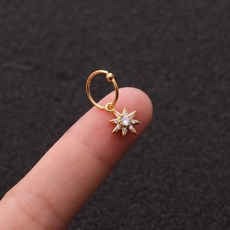 

1 PCS Trendy Zircon Star Geometric Charm Ear Hoop Cuff Earring Women Men Classic 8mm Closed Circle Piercing Ear Jewelry