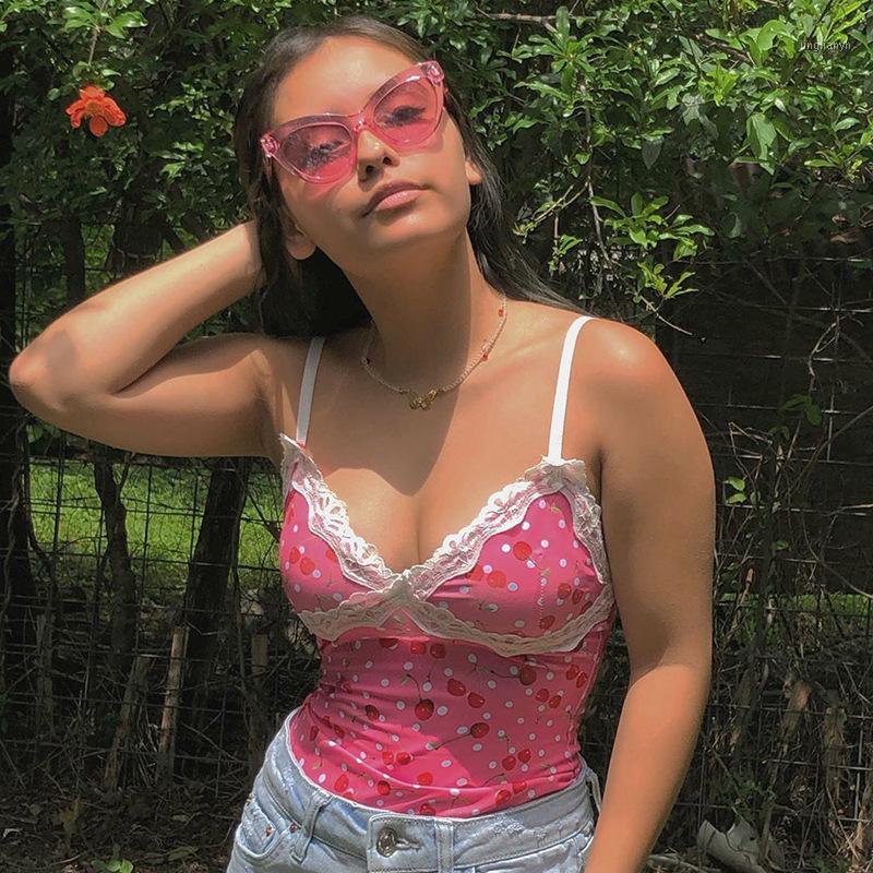 

2020 Summer New Women' Sexy Webbing Stitching Deep V-neck Print Camisole Vest1, 3227green