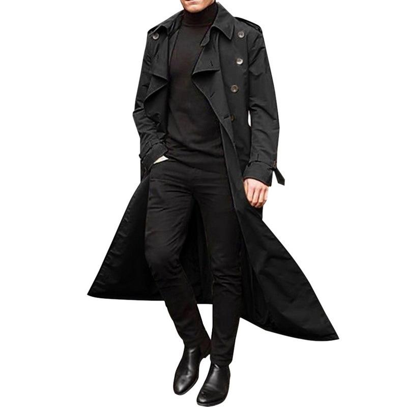 

European And American Men' Long Windwear Fashion Casual Jacket Windshield, Black