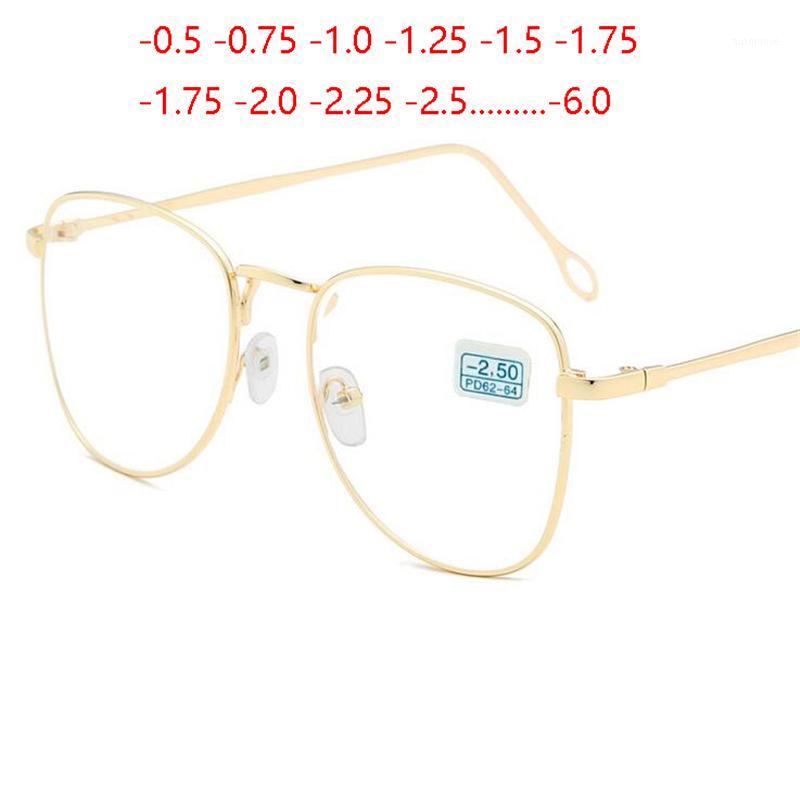 

Oval Finished Myopia Glasses Women Men Metal Frame Nearsighted Eyewear Made Prescription Spectacles -0.5 -0.75 -1.0 T -6.01