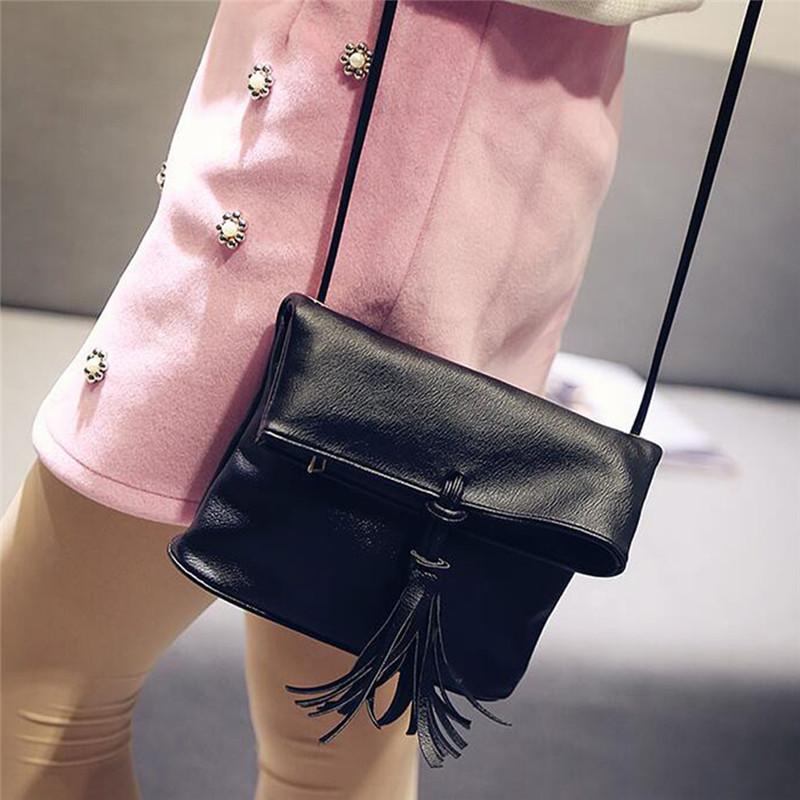 

Ladies Tassel Design Women PU Leather Crossbody Messenger Bag Phone Bag Small Sling Shoulder Bags Fold Closure Handbag Purses, Pink