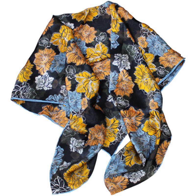 

Pure Real 100% Silk large square scarf Women Fashion Foulard Neck silk scarf Shawls Wrap Head ladies Hijab Floral 110cm