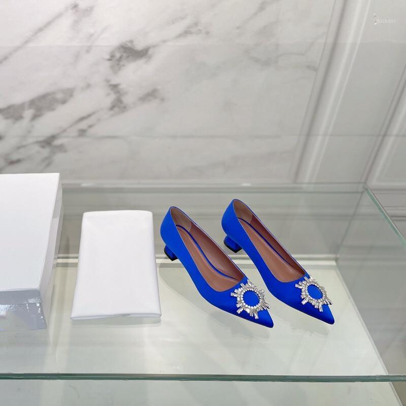 

Silk Pumps Women Diamond Decor Sunflower Crystal Pointed Toe Genuine Leather Ladies Wedding Shoes Design Woman Shoe1, As pic