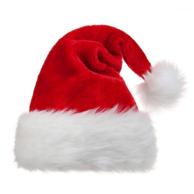 

New Hot Santa Claus Caps Hat with Plush Trim Comfortable for Christmas Party Costume USJ991