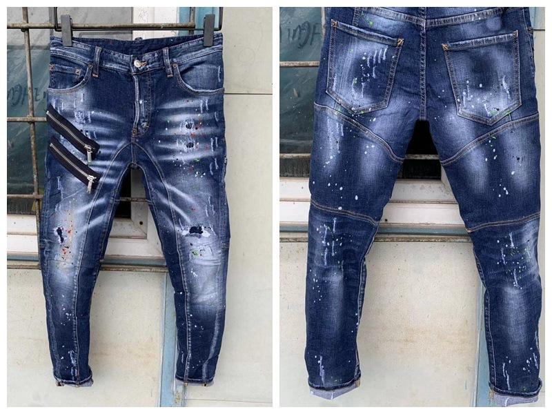

mens jeans denim jean black ripped pants pour hommes men s Italy fashion biker motorcycle rock revival jea ZUt DSQ DSQ2 DSQU NdG, Blue