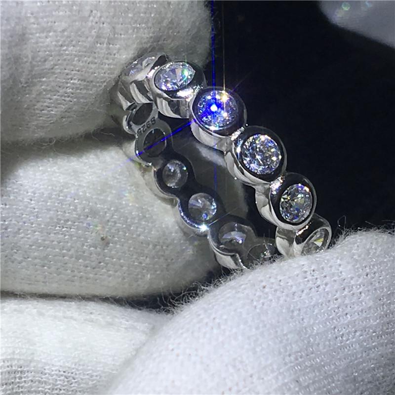 

Luxury Fashion Jewelry 925 Sterling Silver ring Sona 3mm 5A zircon Stone Engagement Wedding Band Rings for women men Gift