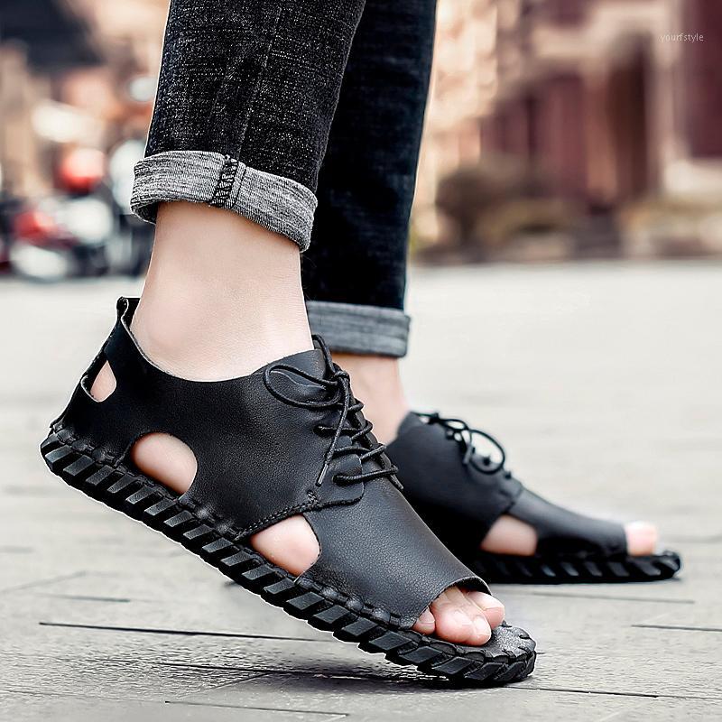 

Men's Sandals fashion Summer Lightweight Non-slip Wear Men's Shoes Outdoor Beach breathable handmade Sandals Men Casual Shoes1, Gray