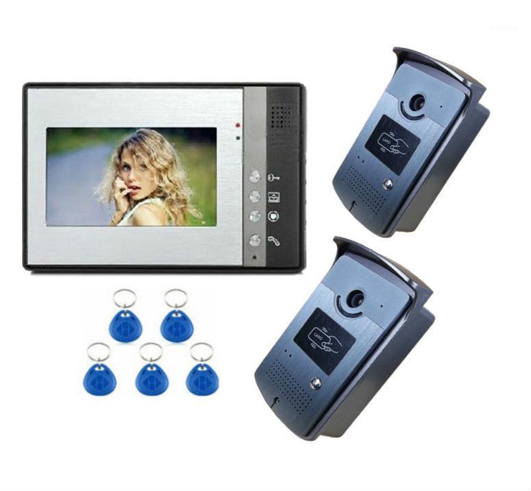 

Yobang Security RFID Unlock Video intercom 7" LCD Display with 2 IR Night Metal Cameras Apartment Home Security Doorbell1