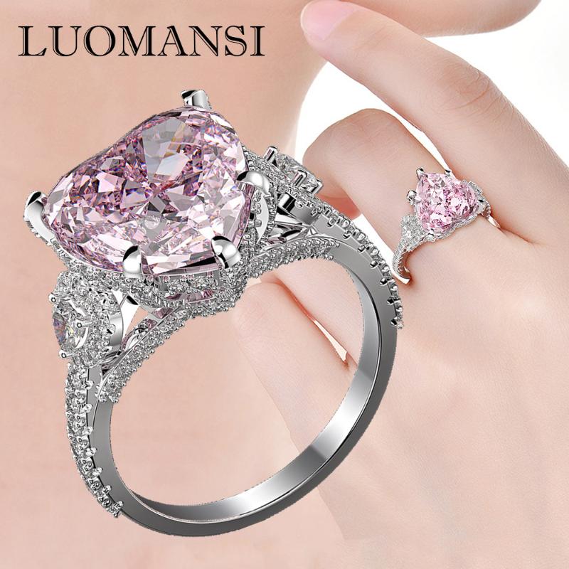

Cluster Rings Luomansi Luxury 12MM 11ct High Carbon Diamond Ring S925 Sterling Silver Engagement Wedding Jewelry