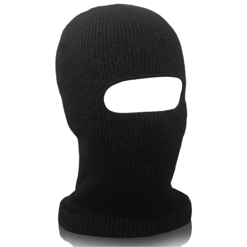 

Unisex Winter Warm Knit One Hole Ski Mask Balaclava Hat Windproof Full Face Cap, Black