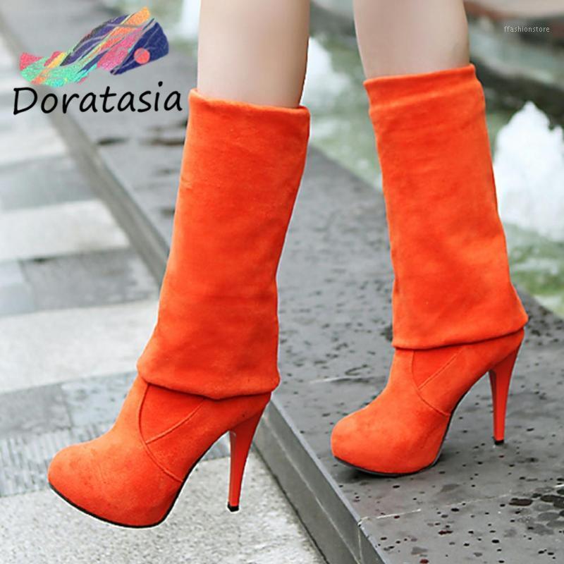 

DORATASIA Big Size 43 On Sale Sexy Women Flock Party Casual Dress Shoes Autumn Boots Women Round Toe Over The Knee Boots1, Green