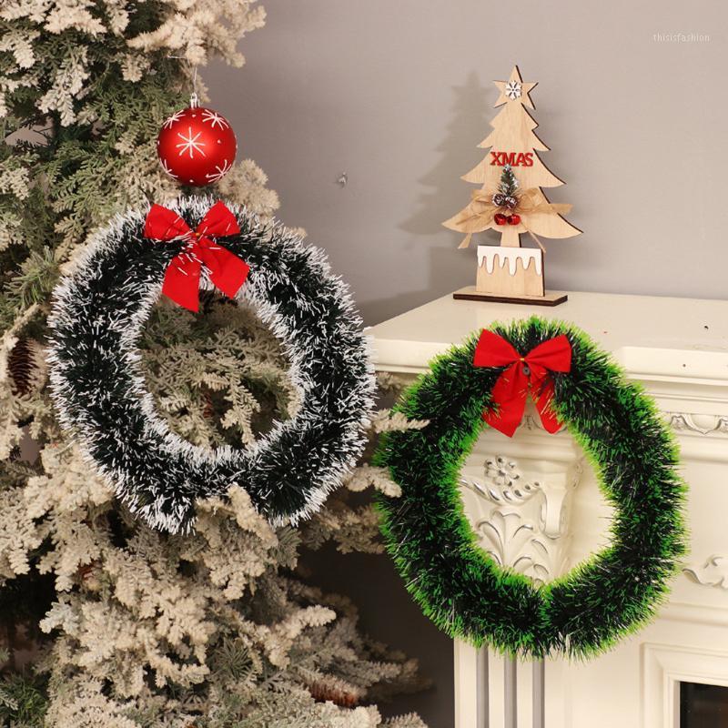 

2pc Christmas Wreath Christmas Green Gray Wreath Decorative Garland With Bowknot For Party Home Decor Party Festival Accessories1, 2pcs