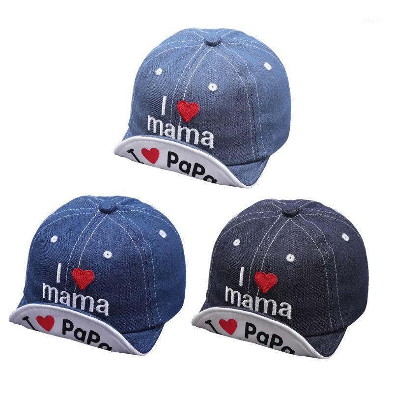 

Drop Ship. Newborn Toddler Baby Summer Outdoor Breathable Hats Girl Boy Snapback Hat Kid New I love PAPA MAMA Denim Sun Hat Prop1