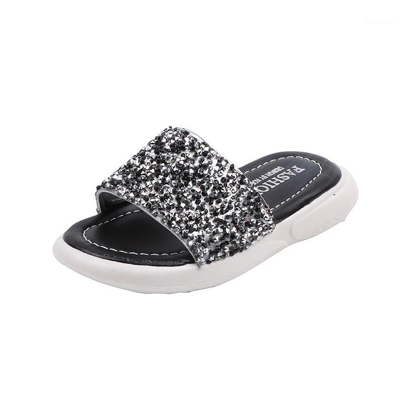 

Kids Slippers Summer Fashion Solid Color Rhinestone Little Girl Shoes Children Girls Princess Indoor Slippers Soft Bottom SYY1261, Syy126silver