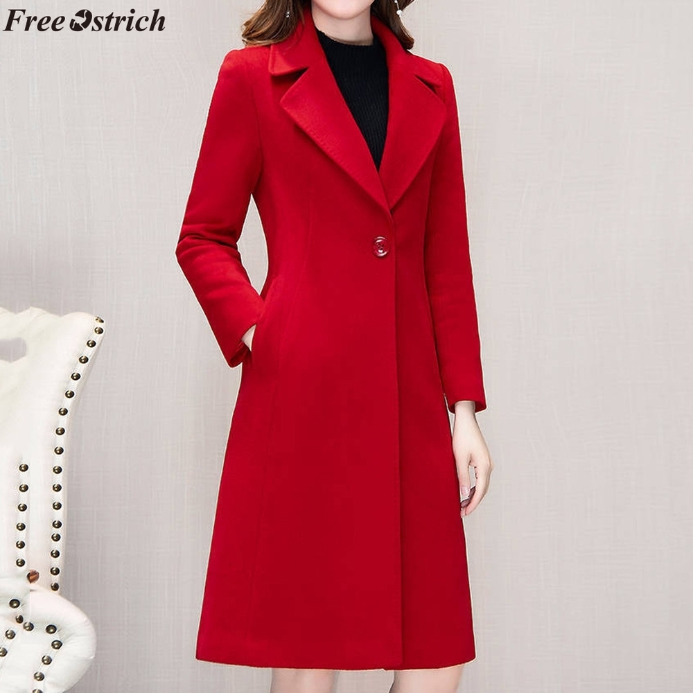 

SAGACE casaco feminino 2019 Women Autumn Winter Cassic Simple Wool Maxi Long Coat Female Robe Outerwear manteau femme, Black