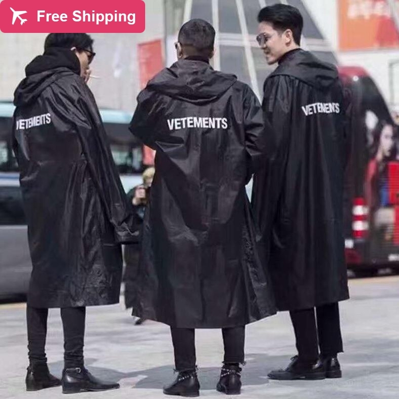 

Nagri 2020 new hip hop kanye west fashion printed letter oversized vetements raincoat dwaterproof water from men's women, Black