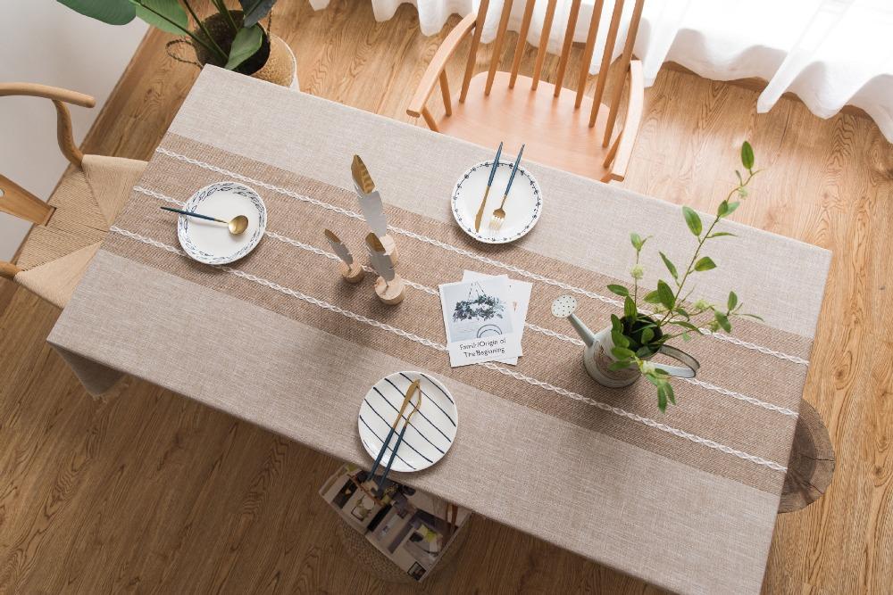 

Japan style Cotton Linen Table Cloth with Tassel Rectangle Tablecloth Home Kitchen Table Cloths Party Banquet Dining Cover