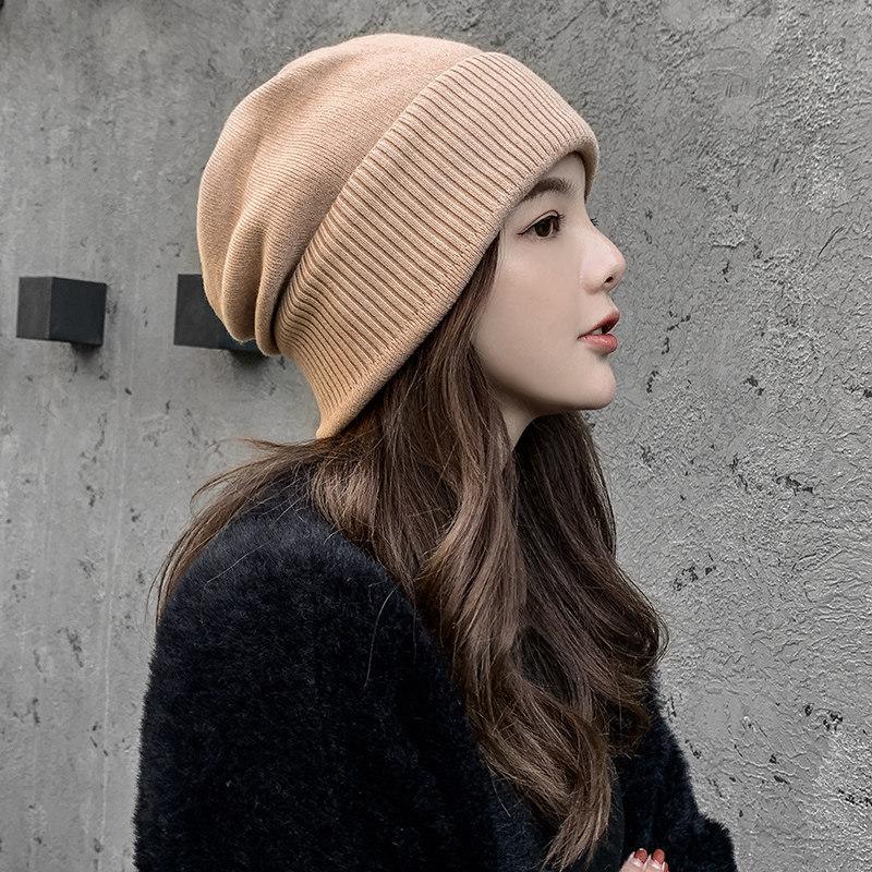 

hat women autumn and winter Japanese knitted wool hat fashion Korean version hot moon winter Korean cold autum fall, Black